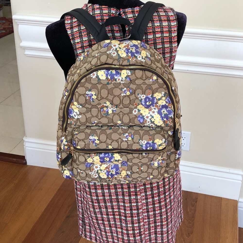 2pcs authentic Coach floral quilted backpack+walle - Picture 6 of 8
